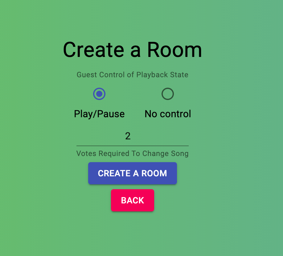 Create Room Page