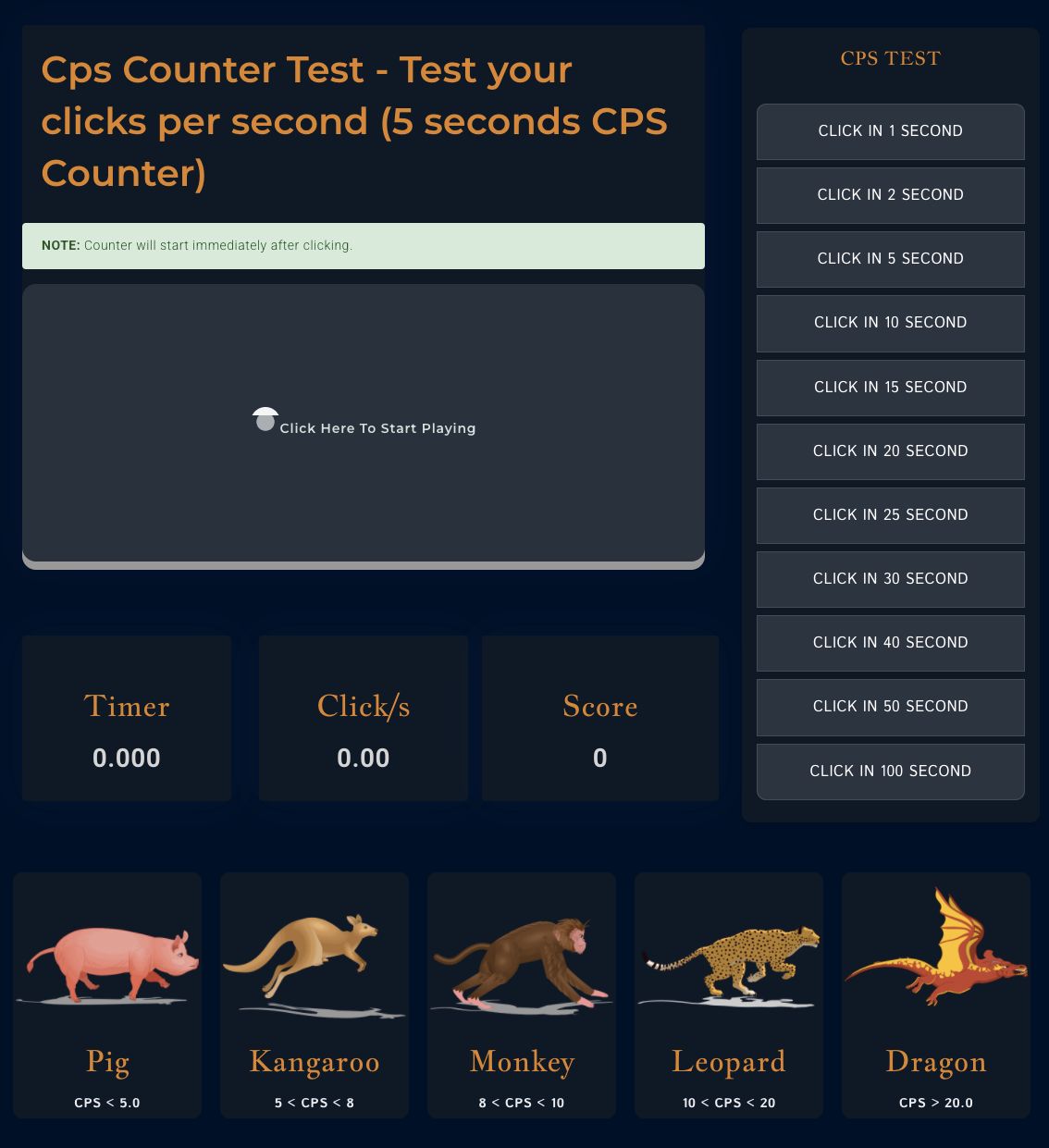 CPS Test/ CPS Tester - Check Clicks Per Second