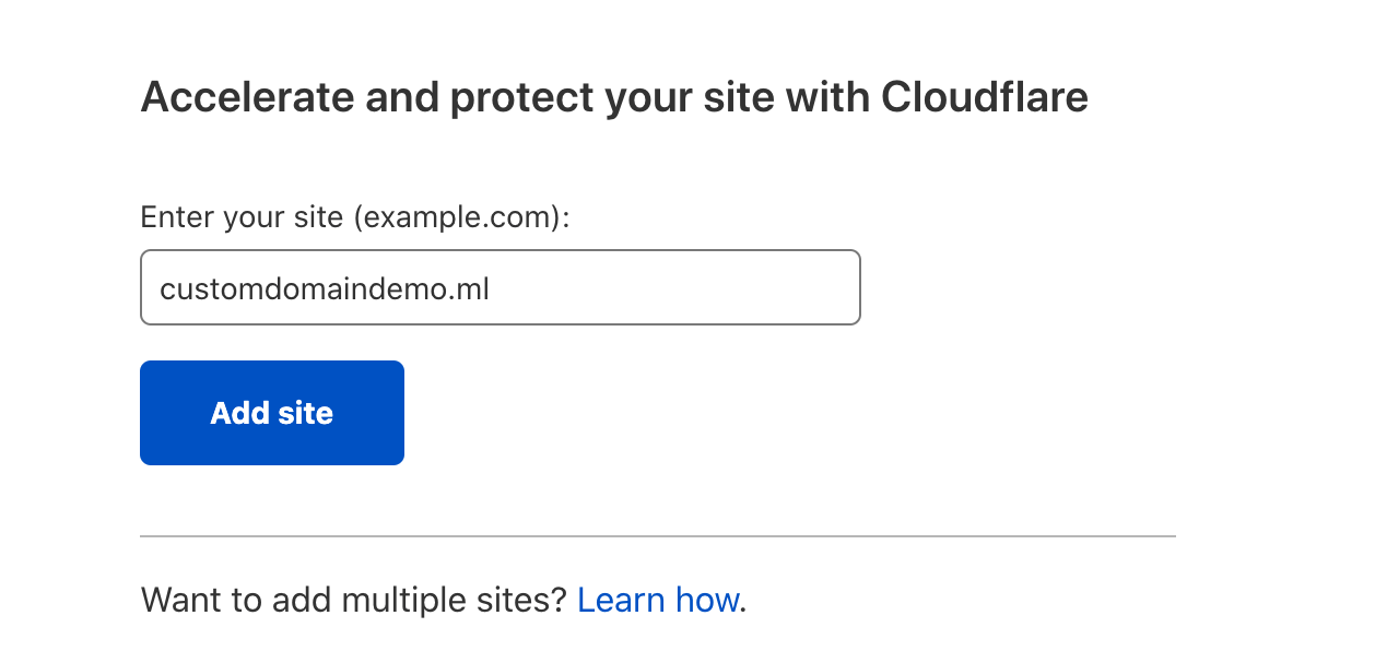 Add site to Cloudflare