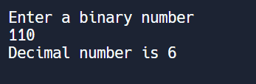 Convert binary number to decimal no