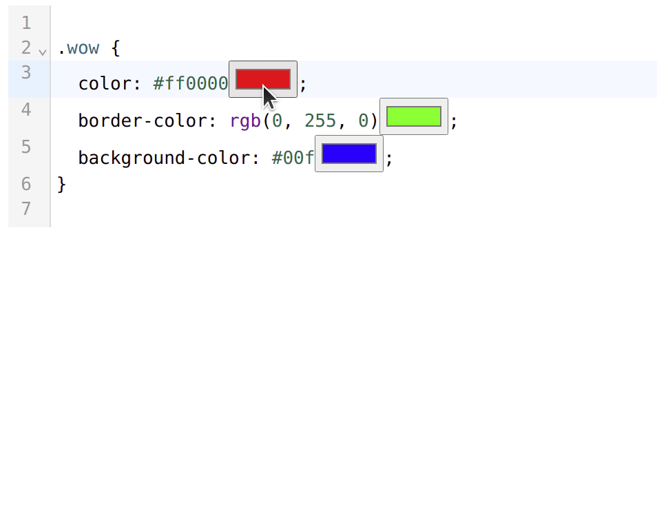 Codemirror CSS color picker