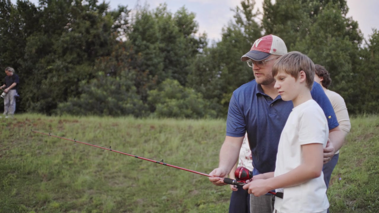 Silas spending time outdoors with his family
