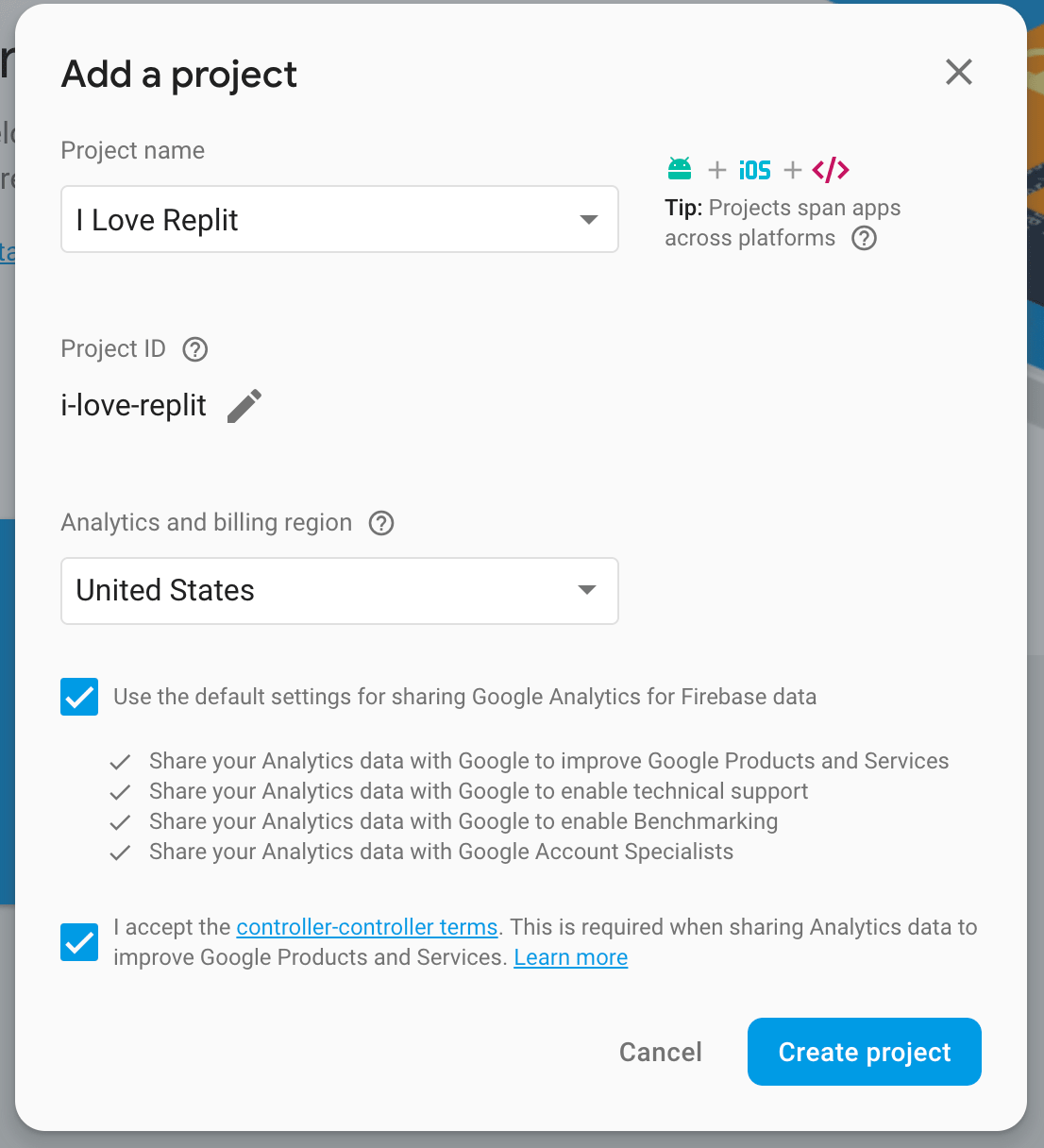 project on firebase