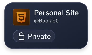An example of the in-product messaging for a private Repl. The Repl 'Personal Site' by user Bookie0 has a private label with a lock icon.